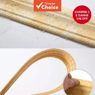 Guarnição De Parede 3D De Espuma PE – Faixa De Decoração De Borda Impermeável Anticolisão Autoadesiva em Oferta na Shopee