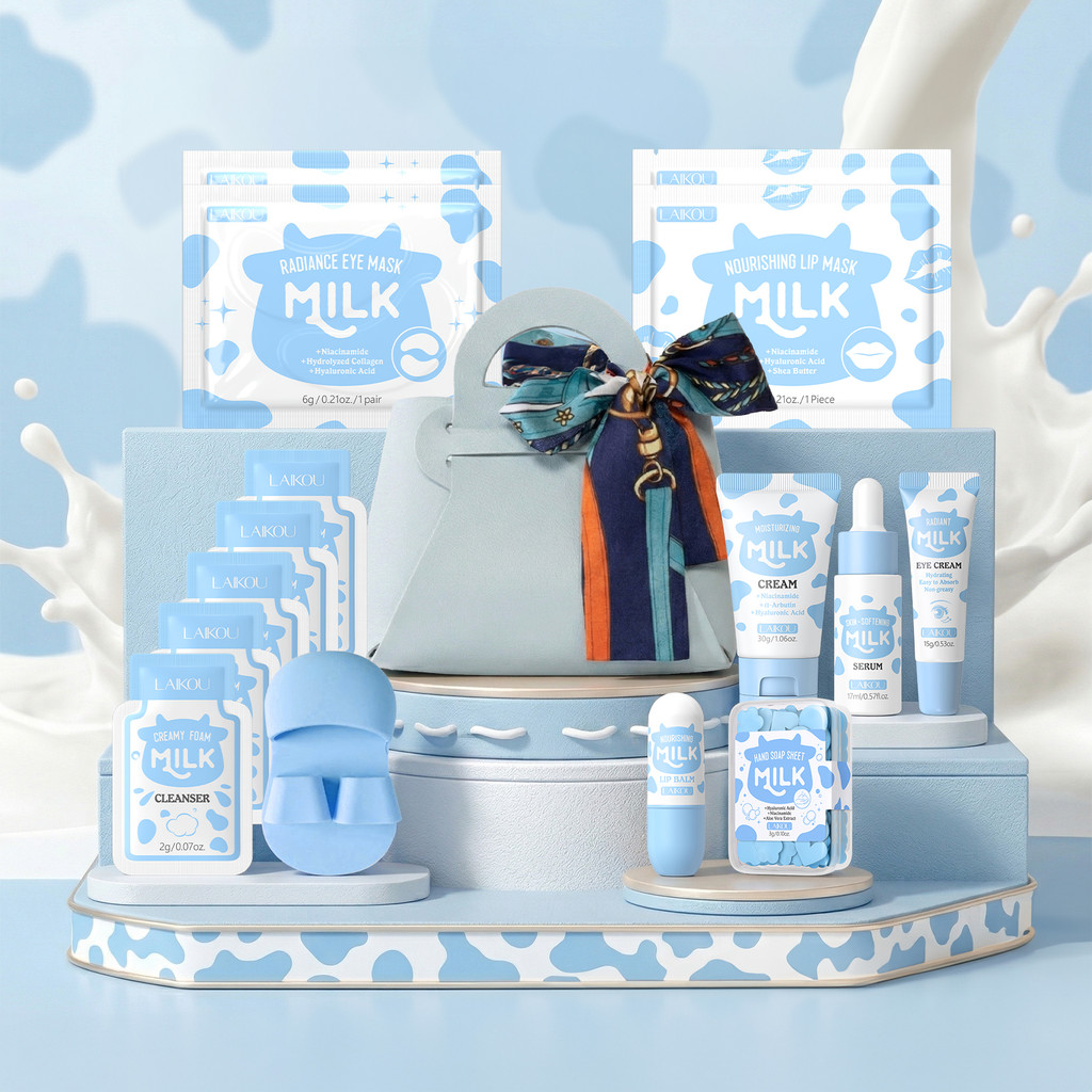 LAIKOU Milk Skincare Gift Set 16 Unidades Com Soro Clareador Creme