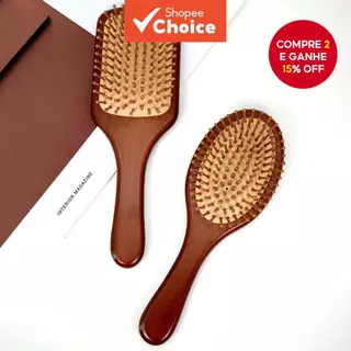 Escova De Cabelo De Bambu Com Almofada De Ar , Pente Anti-Frizz E Massagem No Couro Cabeludo , Desembaraçador De Madeira em Oferta na Shopee