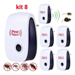 8 kit Repelente Eletrônico Ultrassônico Mosca Pernilongos Baratas Morcegos repele e Espanta Ratos bivolt