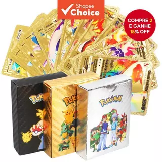 27/55 PCS Charizard Cards Metal Gold Vmax GX Energy Pikachu Raro Coleção Brinquedos Infantis em Oferta na Shopee