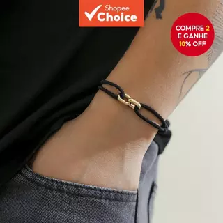 Pulseiras Ajustáveis De Designer De Corda Preta Para Homens , Presentes Diários Da Moda Streetwear em Oferta na Shopee