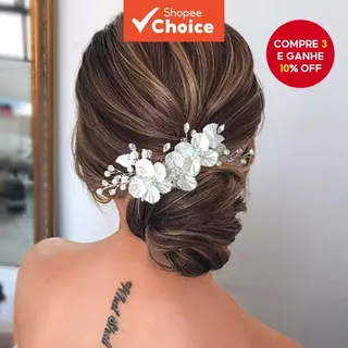 Pente De Cabelo De Noiva Coreano , Acessórios Casamento De Cristal De Pérola Floral Feito À Mão Para Mulheres