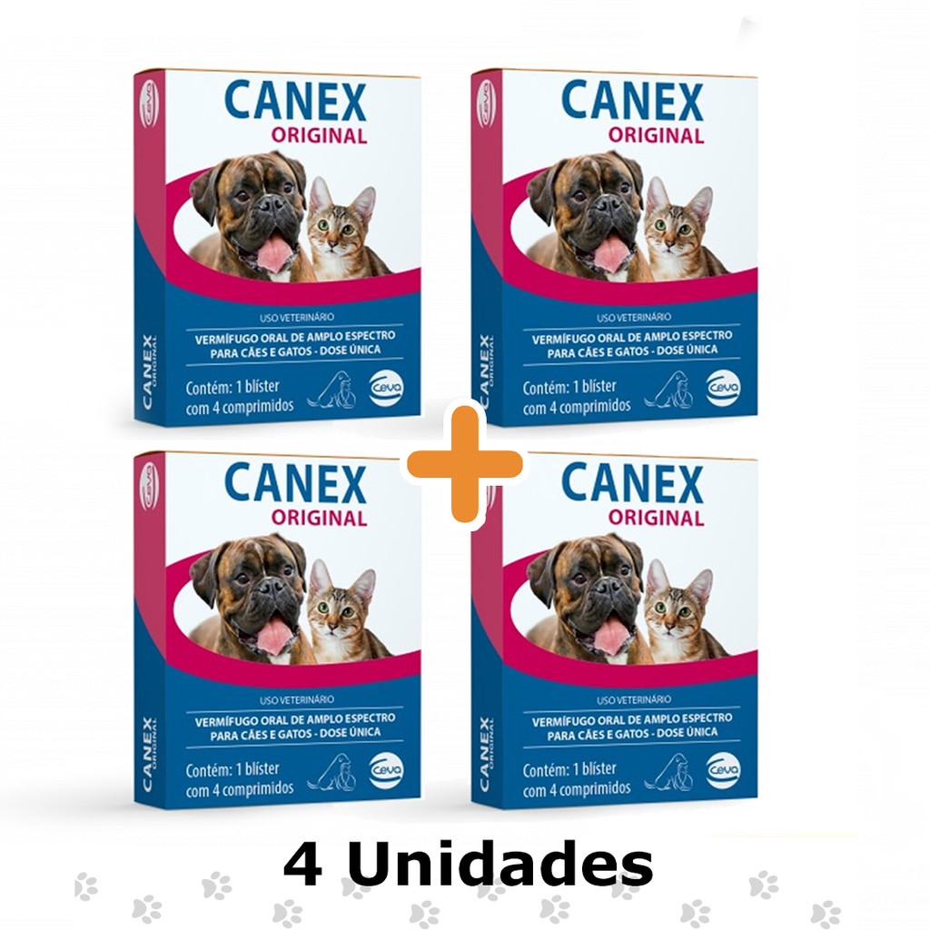 kit C/4 Vermifugo Canex Original para Pet Cães Cachorro e Gato - 4 ...