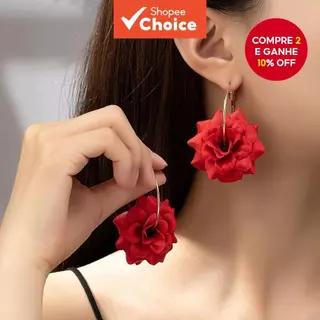 Brincos Red Rose Para Mulheres – Elegantes Exagerados Perfeitos Férias E Uso Diário em Oferta na Shopee