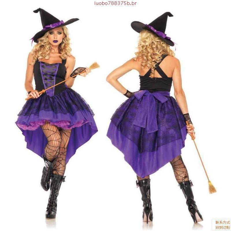 Fantasias De Bruxa De Halloween Para Mulheres Vestido Roxo Fantasia ...