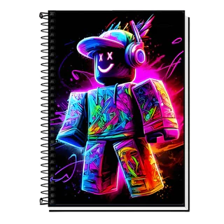 Caderno Escolar Gamer Roblox Capa Dura 1, 10 ou 20 Matérias