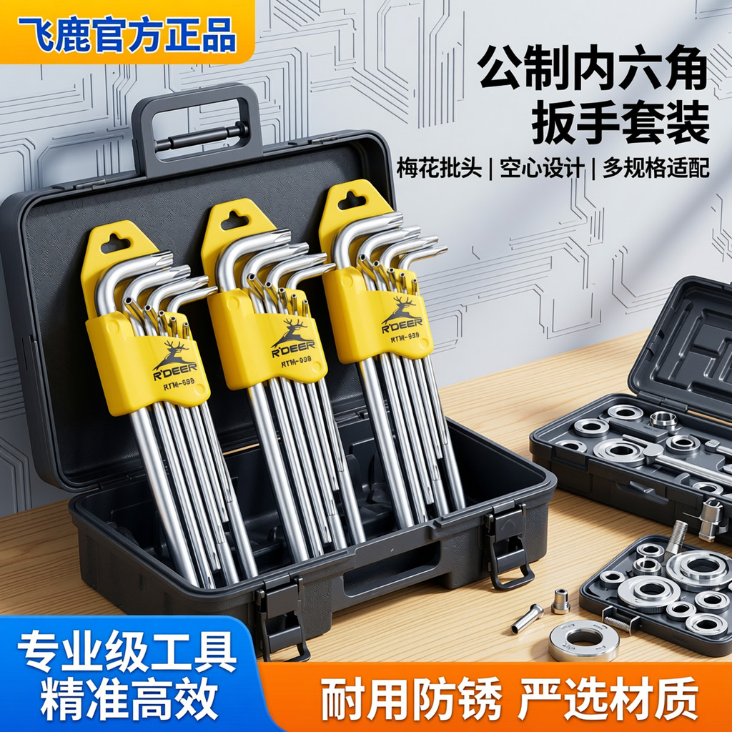 Conjunto de chave de fenda Feilu Torx Chave Allen métrica com furo oco conjunto de chave de fenda Torx hexagonal
