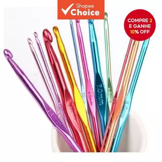 Conjunto de Agulhas de Crochê Coloridas de Alumínio, Ferramenta para Tricô e Agulha de Suéter. em Oferta na Shopee