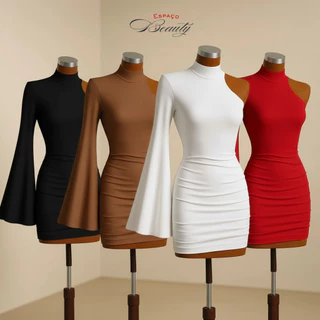 Vestido Longo Feminino Manga Lateral Moda Gringa Premium em Oferta na Shopee