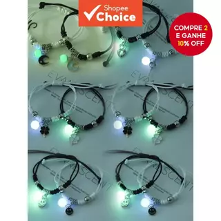 Conjunto De Pulseira De Casal Que Brilha No Escuro – Joias Tecidas À Mão Luminescentes Verdes Para Estudantes E Melhores em Oferta na Shopee