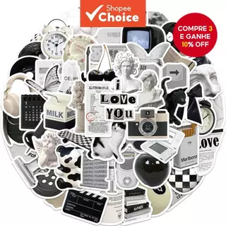 61 Pçs Preto Branco Minimalista Graffiti Adesivos Bonito Decalques De Vinil À Prova Dwaterproof Água Para Portátil Caso em Oferta na Shopee