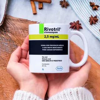 Caneca Cerâmica 325ml Rivotril Remédio Clonazepam Meme