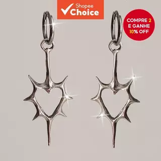 Brincos De Coração Gótico – Pares De Amor Espinhoso De Aço Inoxidável , Joias Punk Com Pontas Para Homens E Mulheres em Oferta na Shopee