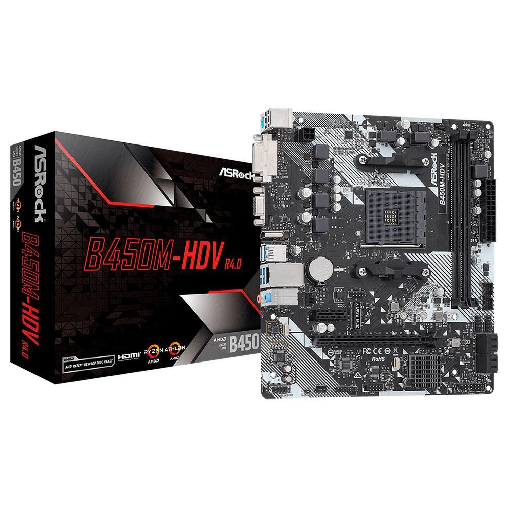 Placa Mãe Asrock B450m Hdv R4 Ddr4 Am4