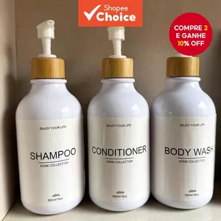 3 Pçs 500ml Shampoo Dispensador Conjunto Loção Com Etiqueta Para Banheiro Gel De Banho E Corporal Armazenamento Decoraçã em Oferta na Shopee