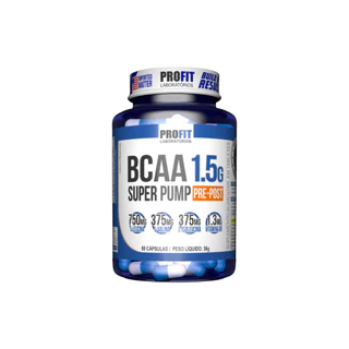 BCAA 1.5g Profit Labs 60 / 120 Cápsulas Leucina Valina Isoleucina Vitamina B6 Recuperação Muscular