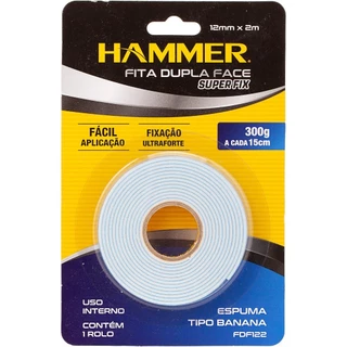Fita dupla face espuma 12mm x 2m  FDF-122 - Hammer em Oferta na Shopee