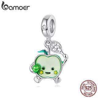 Bamoer 925 Prata Esterlina Charme Verde Maçã Pingente DIY Para Pulseira Presentes Mulheres em Oferta na Shopee