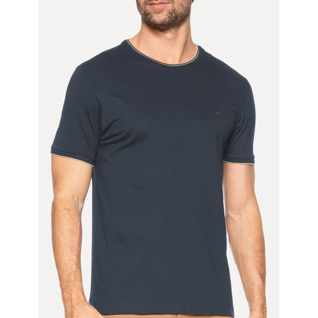 Camiseta Aramis Masculina Gold Friso Gola Azul Marinho | Shopee Brasil