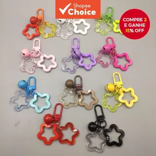 1PC Ins-Estilo Colorido Acrílico Oco Estrela De Cinco Pontas Chaveiro Pingente Com Esmalte Sino Acessório Para Fone De O em Oferta na Shopee