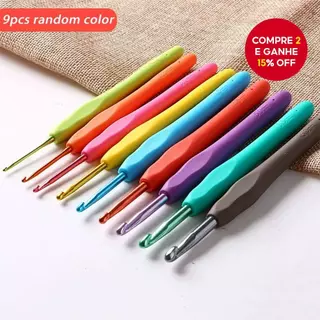 12 pc 12 Tamanhos 2-8mm Conjunto De Agulhas Crochê Com Cabo De Borracha De Qualidade Importada em Oferta na Shopee
