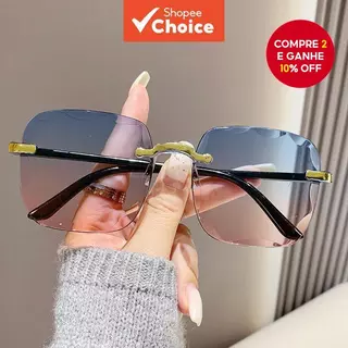 Óculos De Sol Para Mulheres Fashion Rimless Beach Gradient Sunglass Eyewear UV400 Eyeglass em Oferta na Shopee
