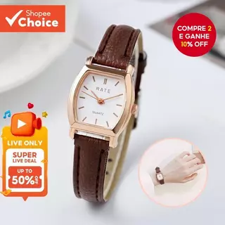 Relógio Feminino Elegante Tonneau Dial – Casual De Quartzo Com Pulseira De Couro em Oferta na Shopee