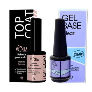 Top Coat Clear Finalizador  + Base em Gel Clear 9ml Sem TPO/DMTA - Vòlia em Oferta na Shopee