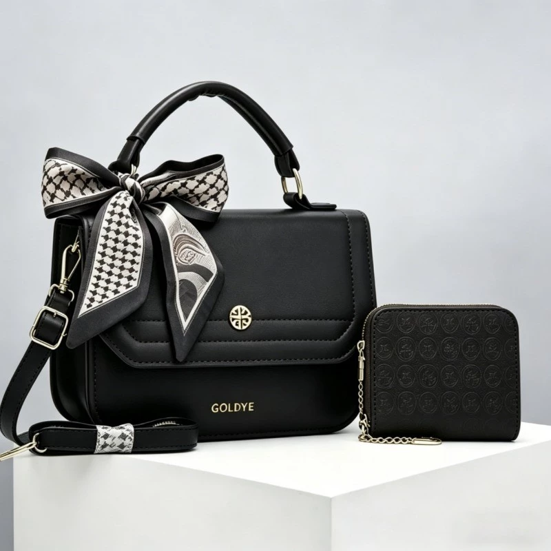 Bolsa Feminina 2 Peças Com Carteira Alça De Mão E Transversal Luxo Elegante Tendência Uso Diário Trabalho Passeio