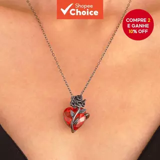 Colar Gótico Amor Rosa Em Forma De Coração Enrolamento Flor Clavícula Corrente Presente De Dia Dos Namorados em Oferta na Shopee