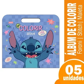 Álbum para Colorir Foroni Stitch Maleta 8 Folhas - Embalagem com 5 Unidades em Oferta na Shopee