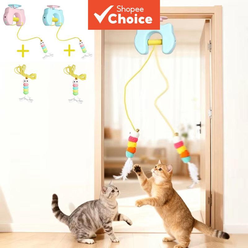 Novo Tipo de Brinquedo Elétrico para Gatos com 2 Cordas, Porta Pendurada Inteligente, Brinquedo de Penas com Movimento