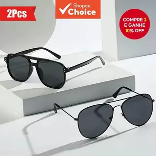 Óculos de sol retro de dupla lente, 2 peças, grande armação, proteção UV, moda para homens e mulheres. em Oferta na Shopee