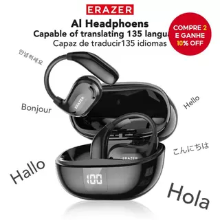 ERAZER XT66PRO Fones De Ouvido Bluetooth ASMR DIY APP AI Tradutor Sem Fio 13 Horas De Longa Duração Display Com Toque LE em Oferta na Shopee