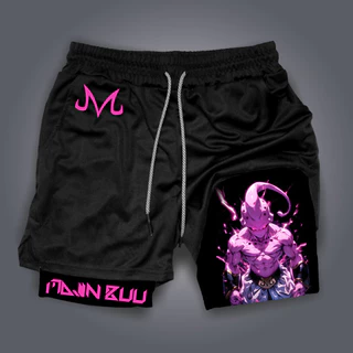Short Compressão 2 em 1 Masculino majin buu Anime Para Academia gym drifit