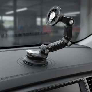 Suporte Veicular Magnético para Celular com Ventosa Reforçada Rotação 360° Ajustável