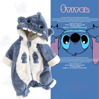 roupa stitch cachorro pijama do stitch feminino rosa Stitch macacão de bebê engrossado outono inverno roupas de bebê Out em Oferta na Shopee