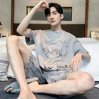 Pijama Masculino Verão Manga Curta Algodão Masculino Verão Fino Masculino Plus Size Loungewear20251231 em Oferta na Shopee