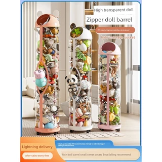 Balde de armazenamento de boneca, tubo de armazenamento tipo zíper, boneca de pelúcia, pano, armazenamento arrumado, bon