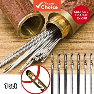 Agulhas Autorosqueadas De Aço Inoxidável | Ferramenta De Costura Doméstica DIY Para Miçangas E Cegas , Presente Rápido A em Oferta na Shopee