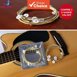 Cordas De Guitarra Em Aço Fósforo Bronze | Conjunto De 6 Peças Para Guitarras Acústicas , Som Premium E Presente De Músi em Oferta na Shopee
