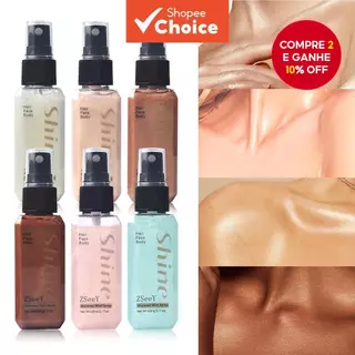 ZSeeY Glow Shimmer Highlighter - Pó de Maquiagem Líquido com Glitter Dourado para o Rosto, Cobertura Média, Efeito em Oferta na Shopee