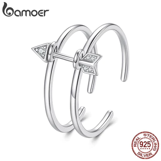 Bamoer 925 Prata Esterlina Anel Aberto Dupla Camada Seta Moda Jóias Presentes Para Mulher em Oferta na Shopee