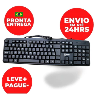 Teclado USB com Fio ABNT2 para PC Notebook Plug and Play Alta Durabilidade