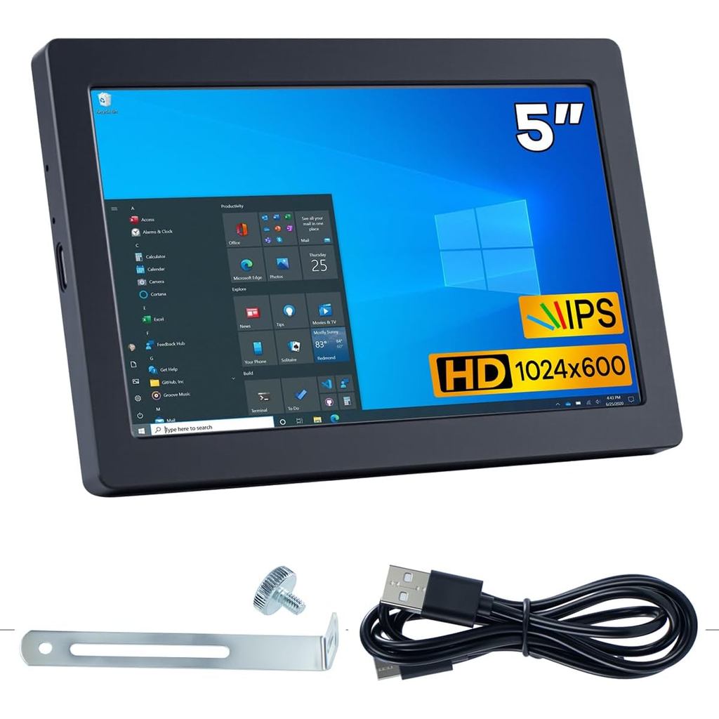 Monitor Mini USB C de 5 Polegadas 1024x600 Tela LCD IPS Tipo C Tela ...