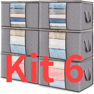 Kit 3/6 Pecas Caixas Organizadoras de Roupas Calçados Cobertas TNT Com Tampa Ecológico Anti-Poeira Multiuso em Oferta na Shopee