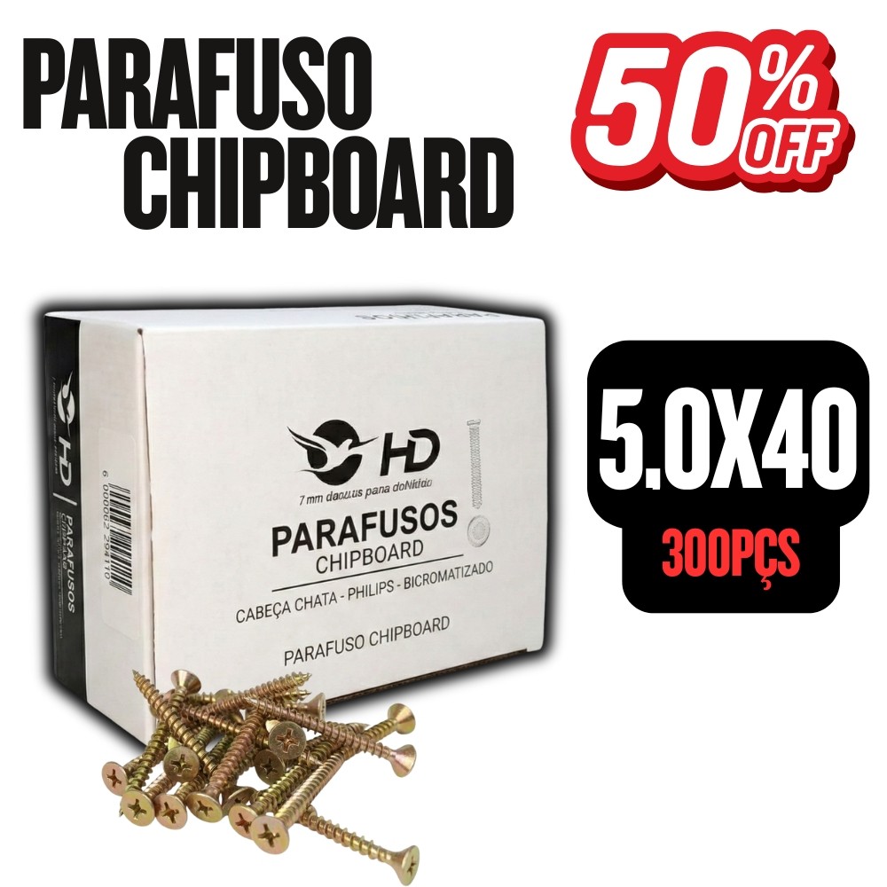 Parafuso Chipboard 5,0x40 HD Caixa 300 Und | Shopee Brasil