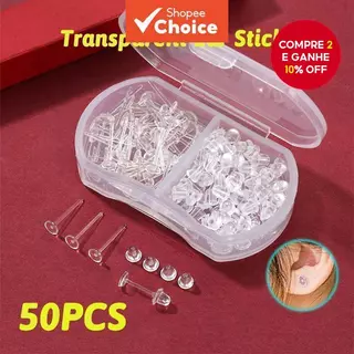 50 Pares De Brincos De Plástico Transparente Para Novos Piercings , Pinos Invisíveis Hipoalergênicos Com Estojo em Oferta na Shopee