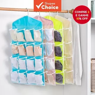 Saco De Armazenamento De Armário Suspenso De Um pc Com Bolsos Transparentes Organizador Multifuncional Para Meias , Roup em Oferta na Shopee